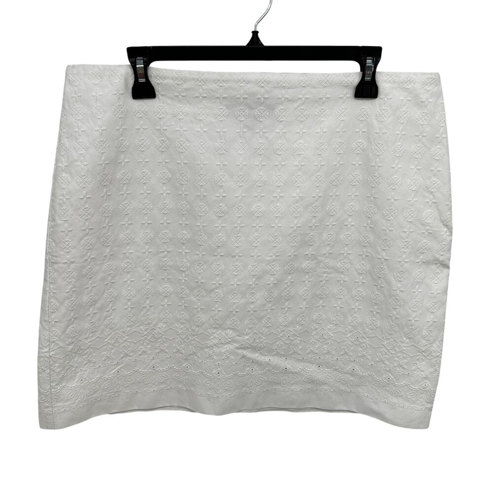 TALBOTS NWT White Embroidered Detail Skirt // 16 Petite